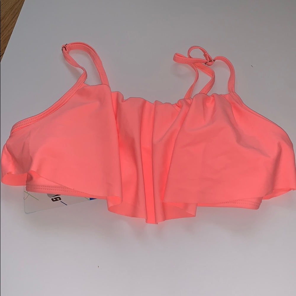 Swim top with ruffles